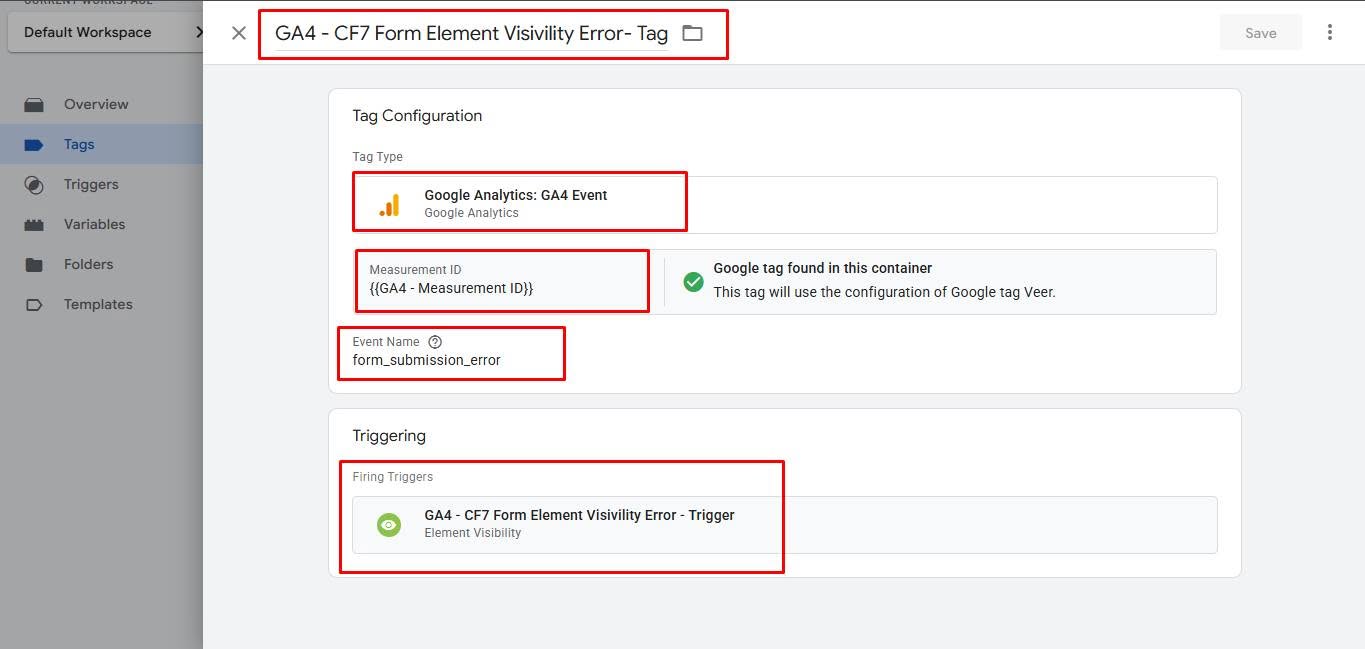 GA4 form submission error tag